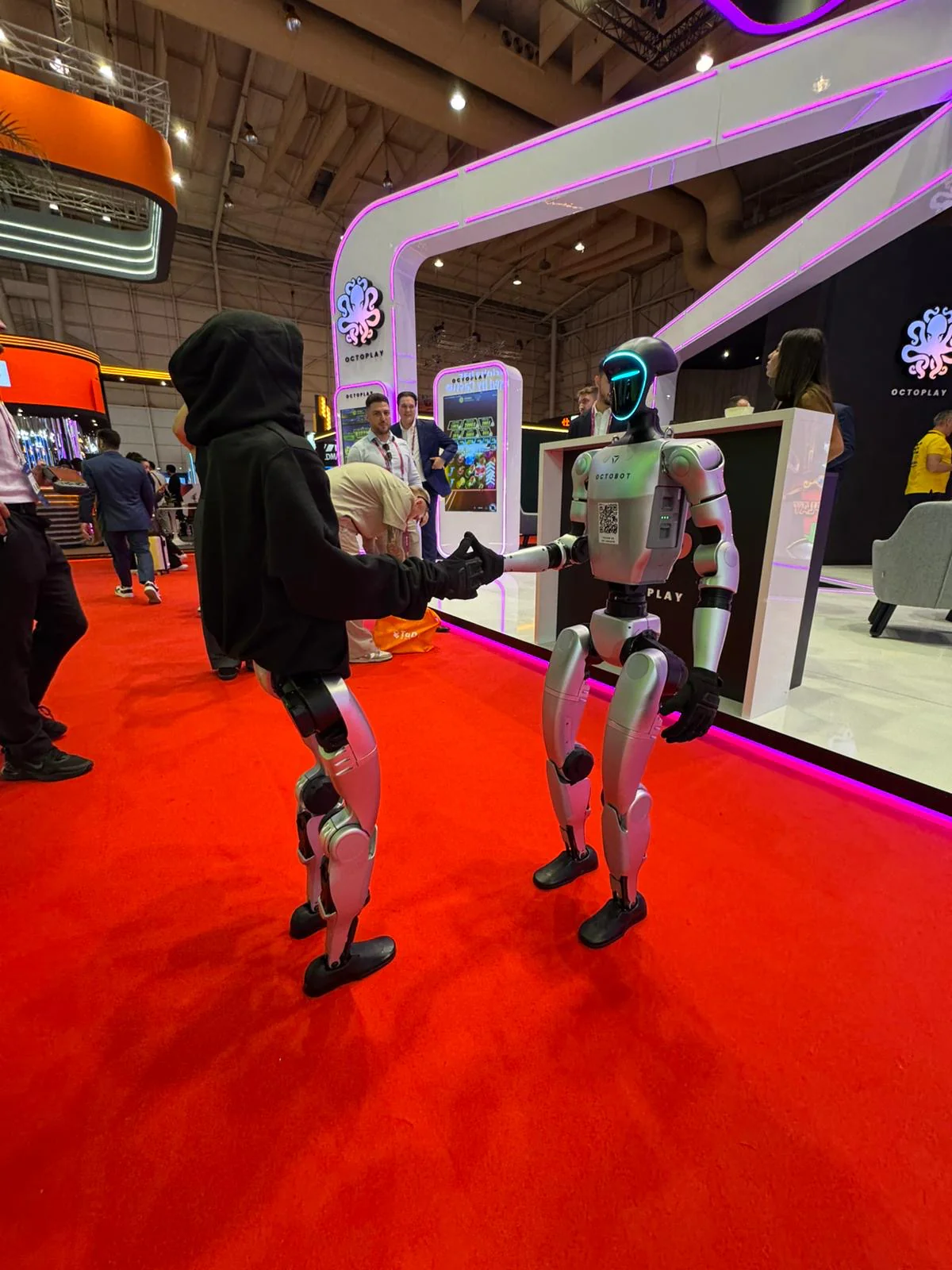 Humanoid robot interacting with a child